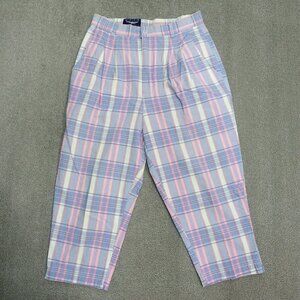 Best American Clothing Vintage Capri Crop Pants Women's Size 12 Pink Blue Plaid